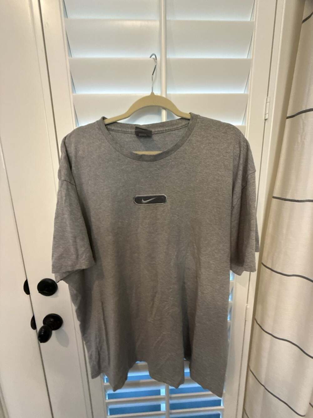 Vintage 90s Nike Center Swoosh Patch Grey T-Shirt XXL